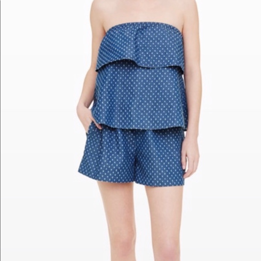Denim tube romper